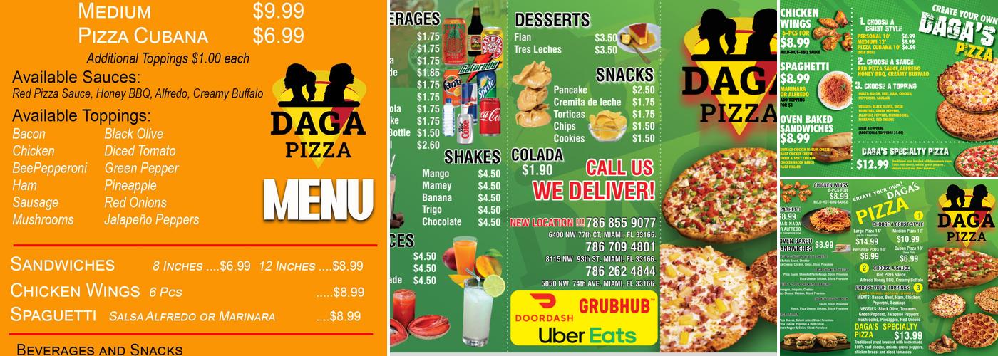 Daga Pizza Menu