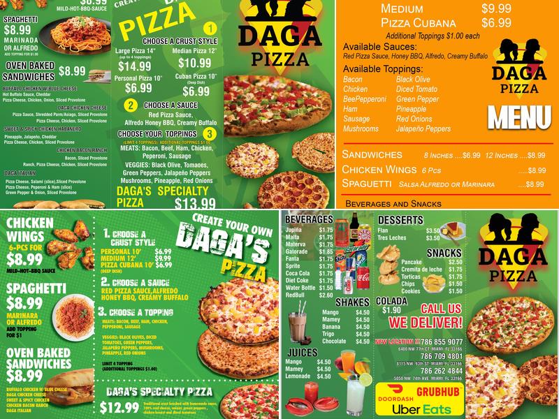 Daga Pizza Menu