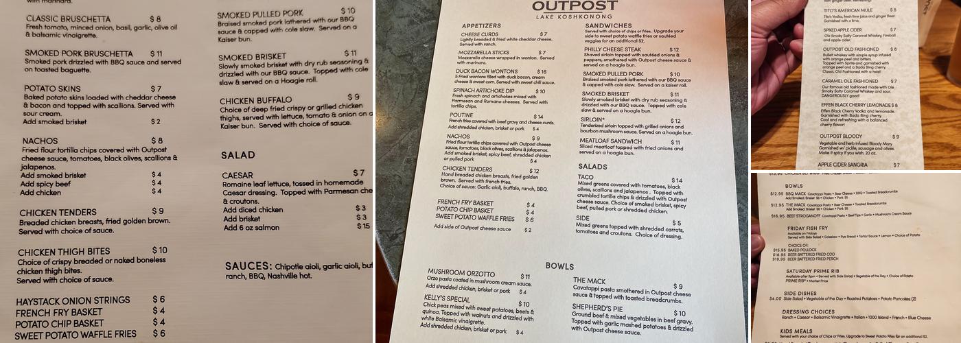Outpost - Lake Koshkonong Menu