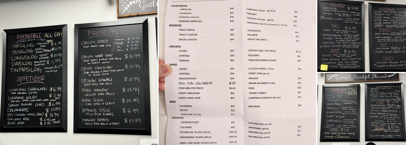 Luzviminda Grocery and Restaurant Menu