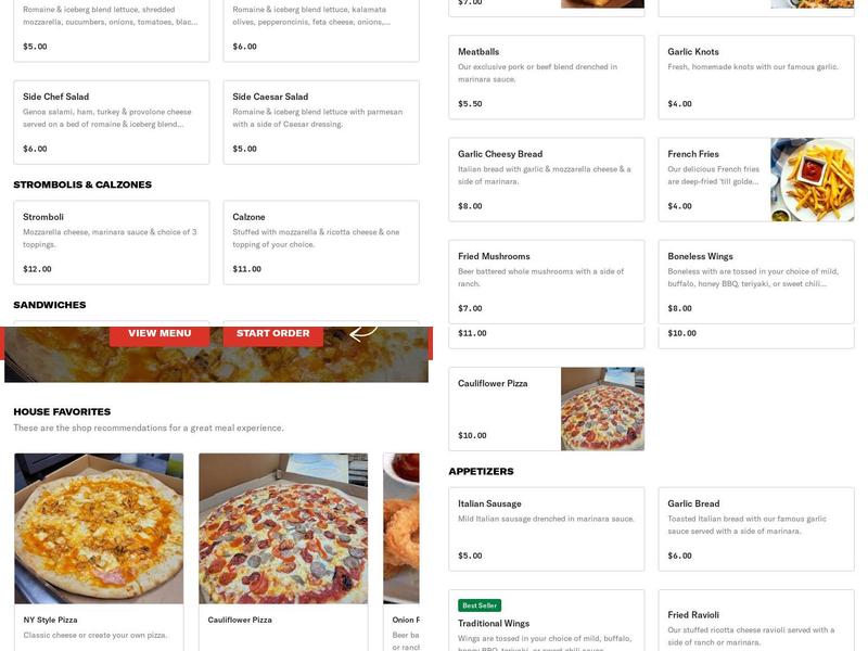 Lunas Pizza & Restaurant Menu
