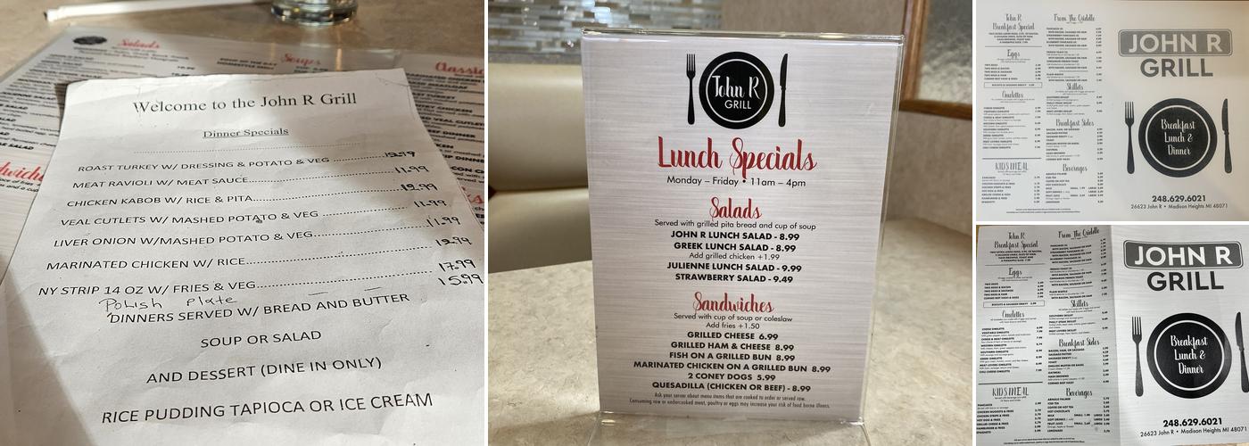 John R Grill Menu