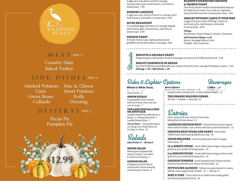 The Landing Place Menu