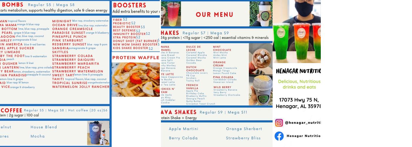 Henagar Nutrition Menu