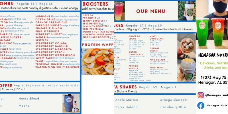 Henagar Nutrition Menu