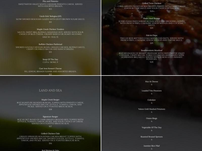 Maple Creek Bistro Menu