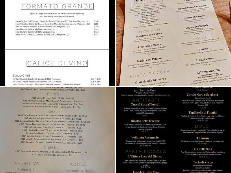 Pelino's Pasta Menu