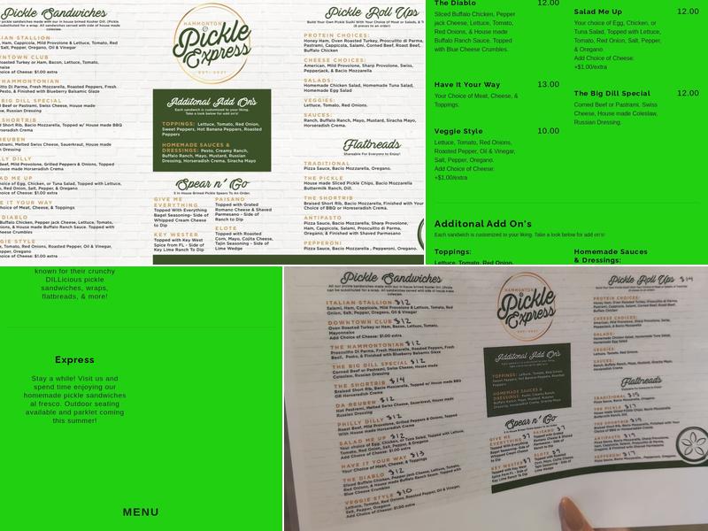 Hammonton Pickle Express Menu