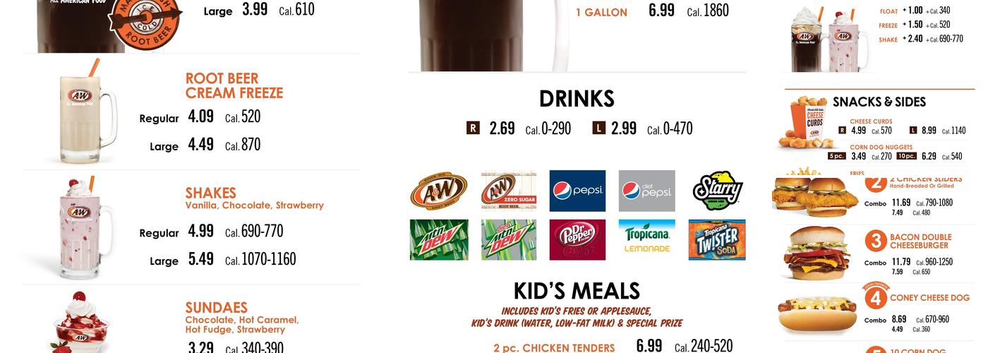 A&W Restaurant Menu