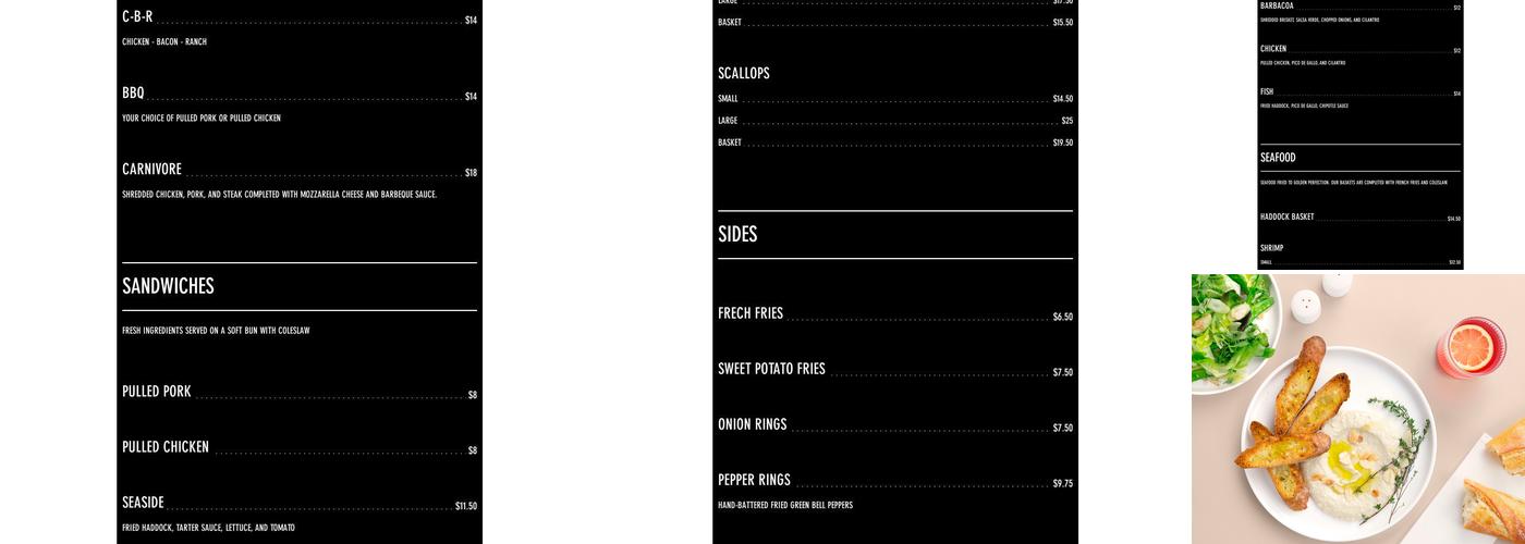 Taste Buds Seaside Menu