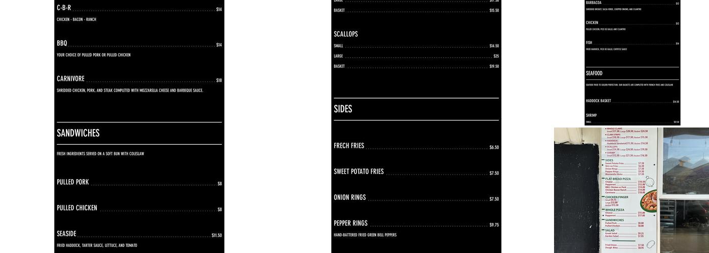 Taste Buds Seaside Menu