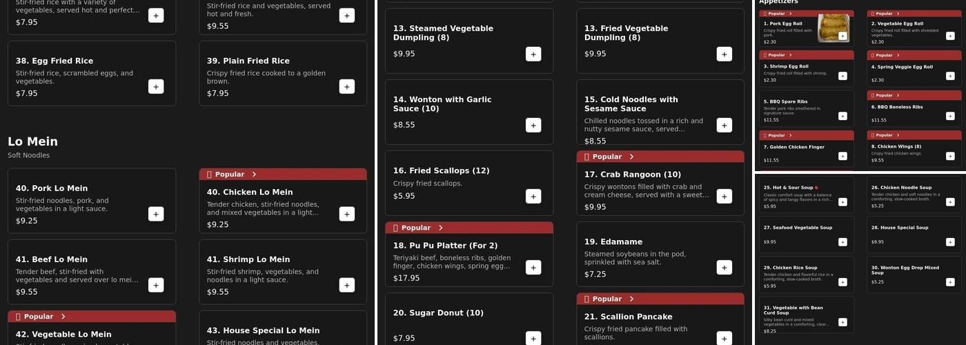 Xing Long Chinese Restaurant Menu