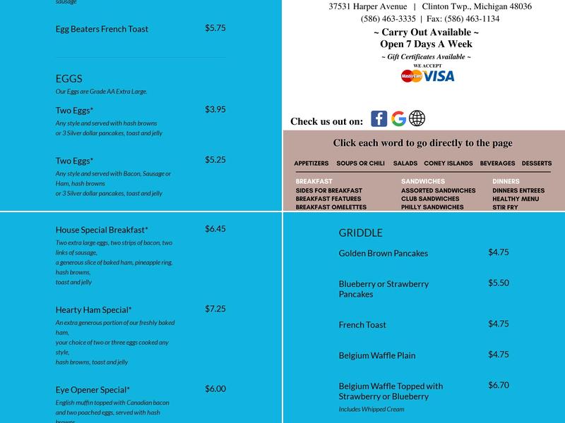 Rivercrest Family Dining Menu