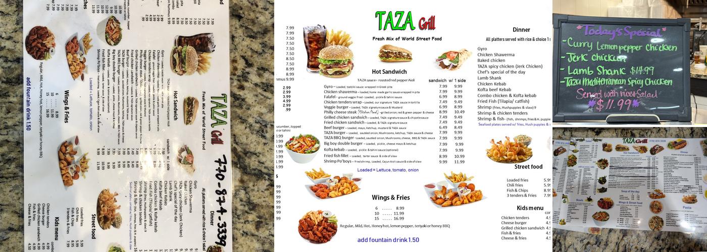 Taza Grill Menu