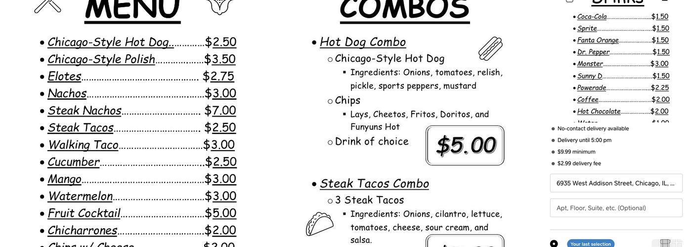 Lucky Dawgs Menu