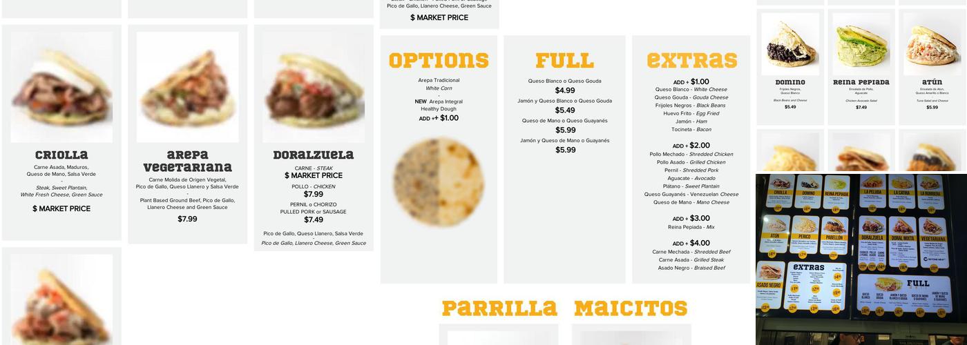 Pepitos Arepas Bar Menu