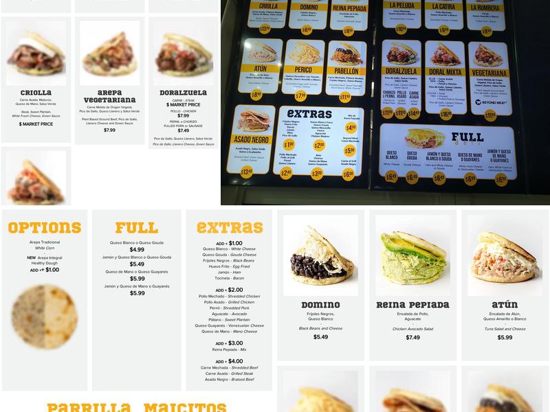Pepitos Arepas Bar Menu