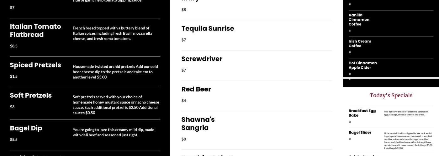 BLACK ORCHID DRINKSTILLERY Menu