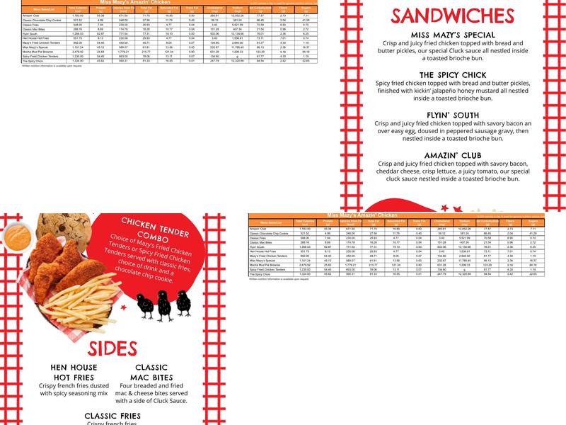 Miss Mazy's Amazin' Chicken Menu