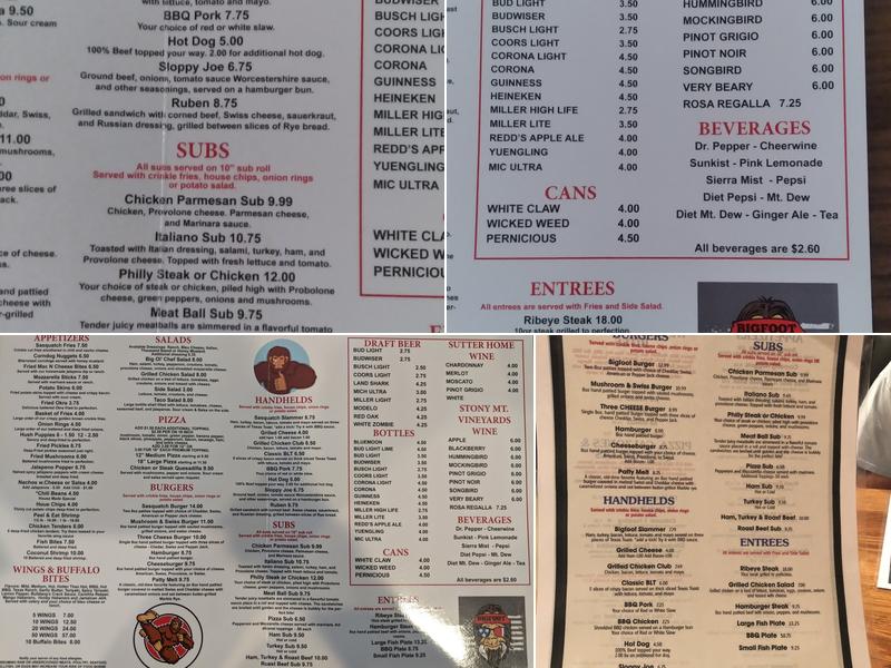 Bigfoots Bar and Grill Menu