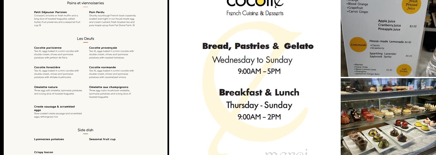 Cocotte @ James Pharmacy Menu