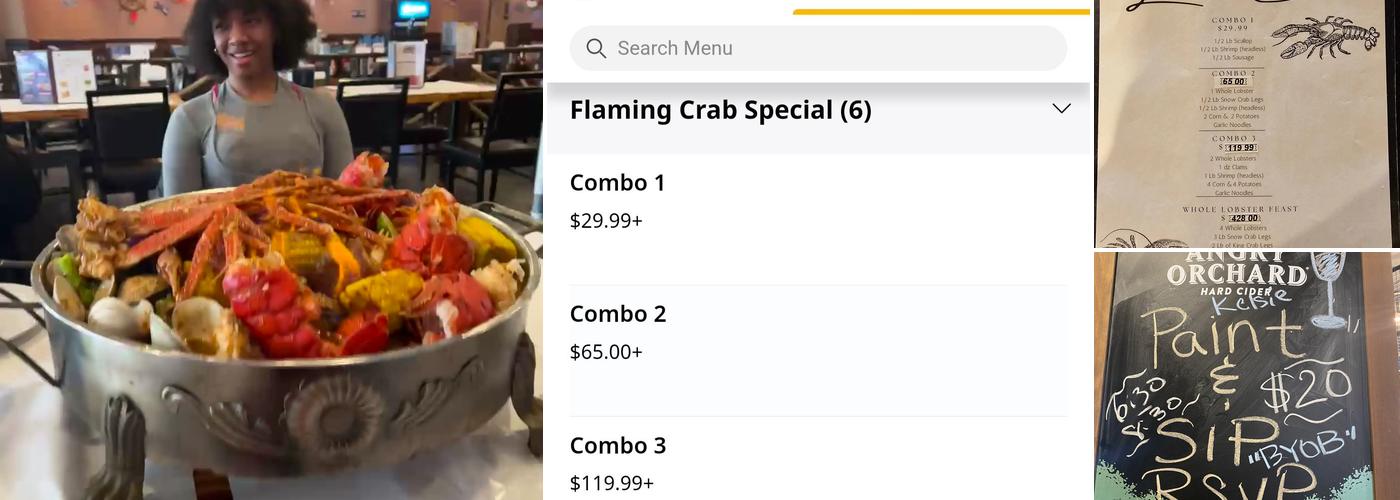Flaming Crab Cajun Seafood Menu