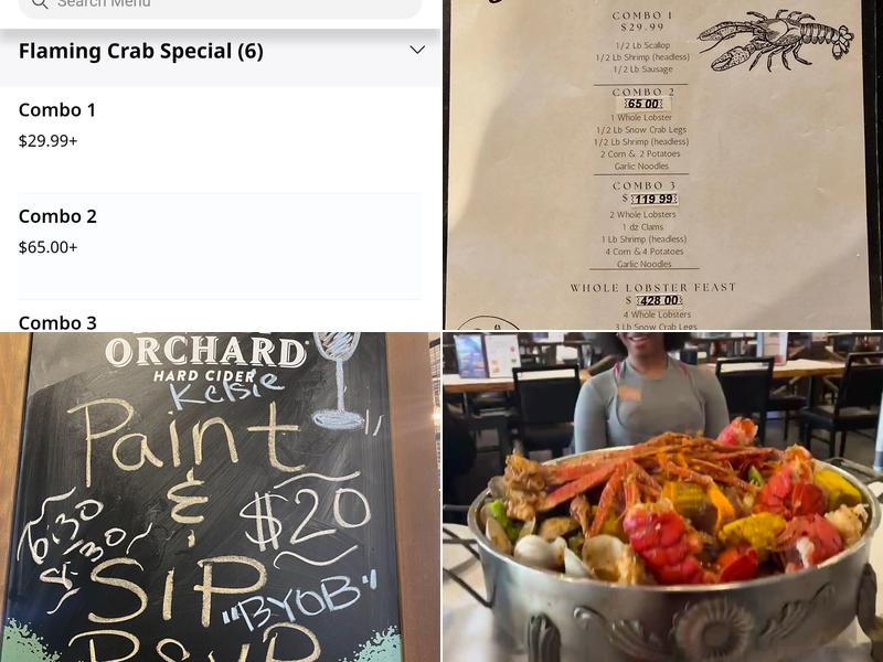 Flaming Crab Cajun Seafood Menu