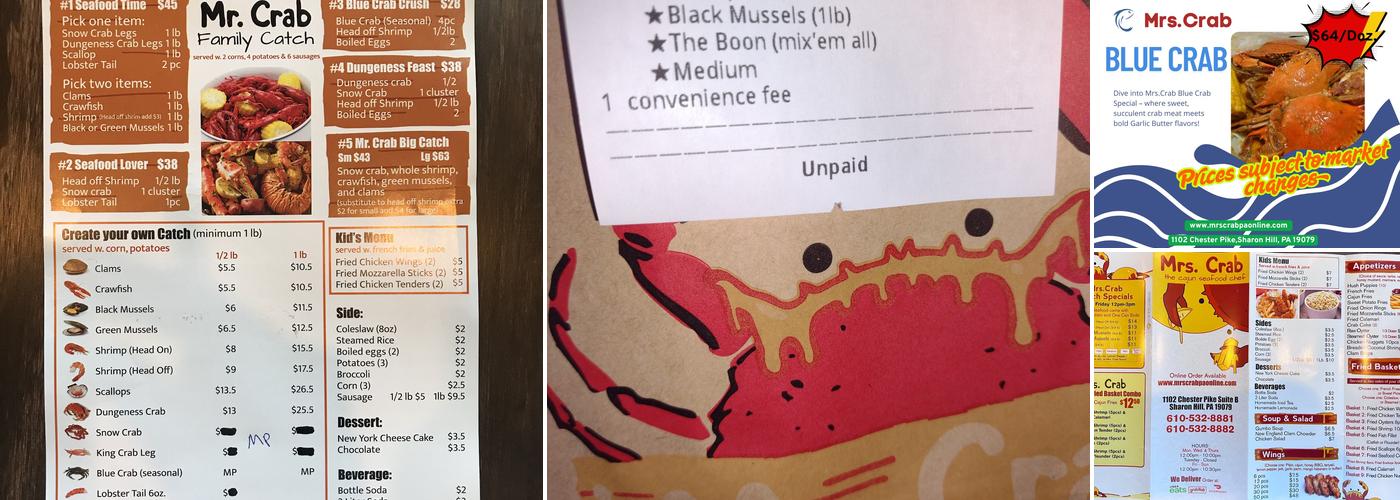 Mr.Crab Menu