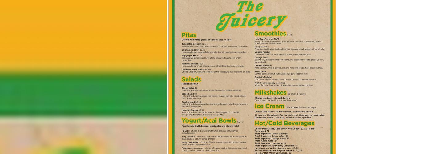 The Juicery Menu