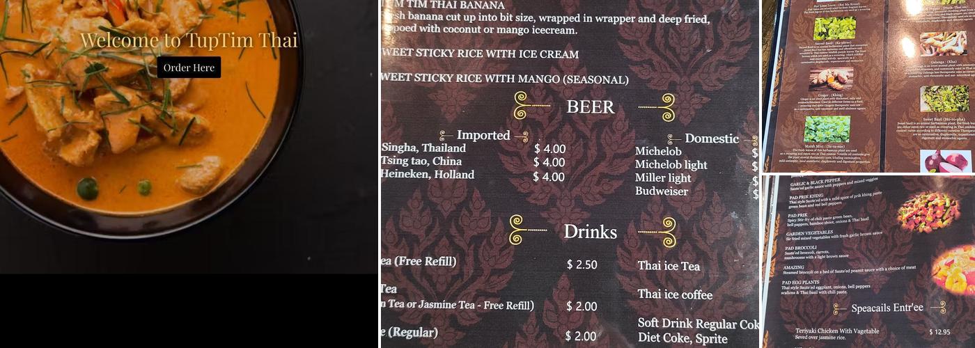 Tup Tim Thai cuisine Menu