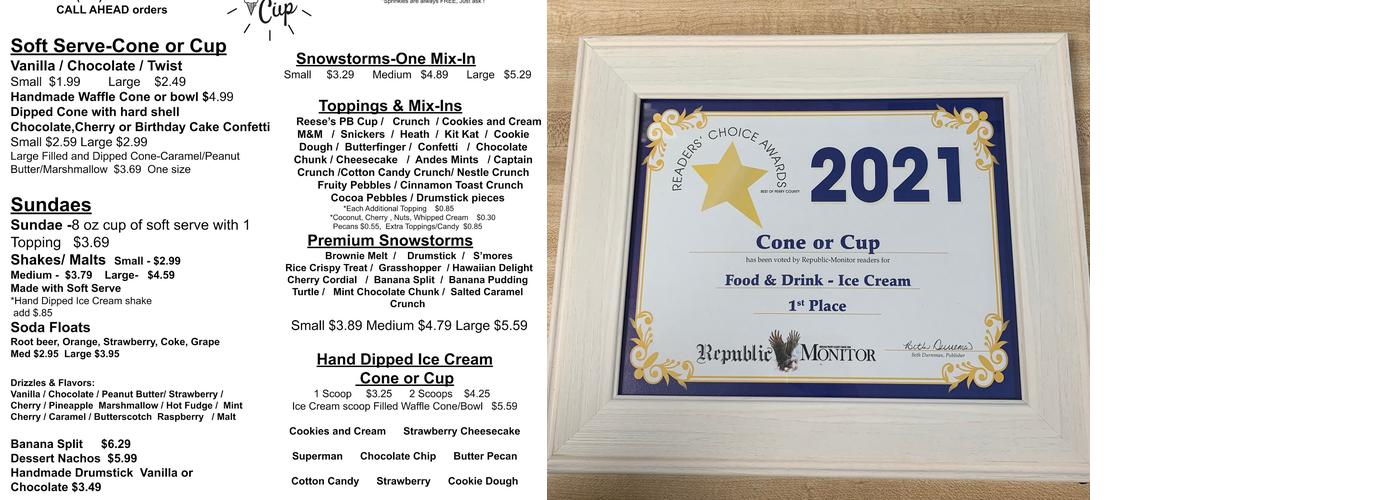 Cone or Cup Menu