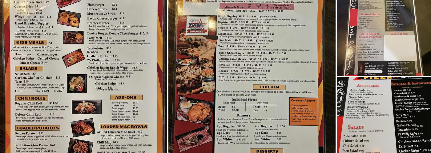 Z's Pizza & Diner Menu