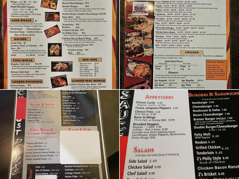 Z's Pizza & Diner Menu