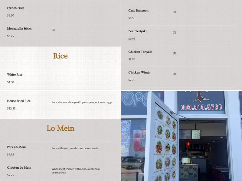 Zheng Garden Beachside Menu