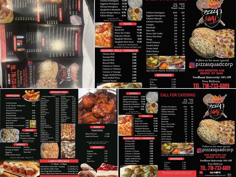 Pizza Squad Menu