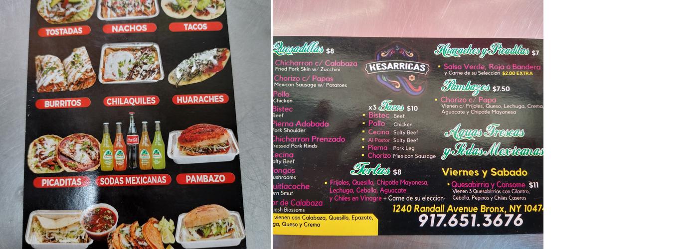Kesarricas Menu