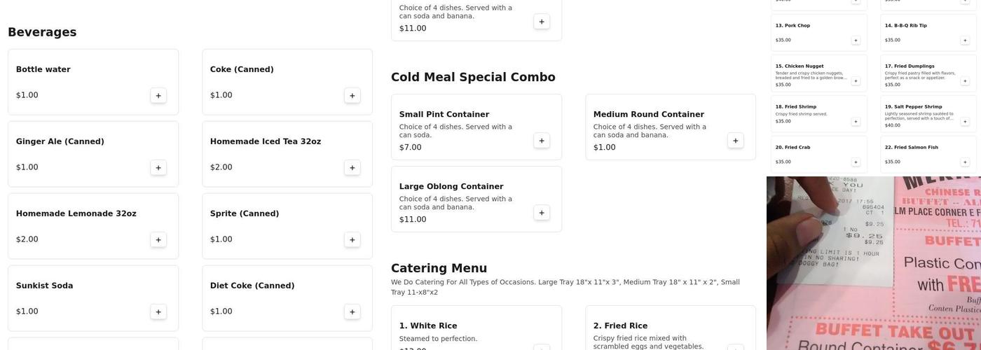 Merryland Buffet Menu