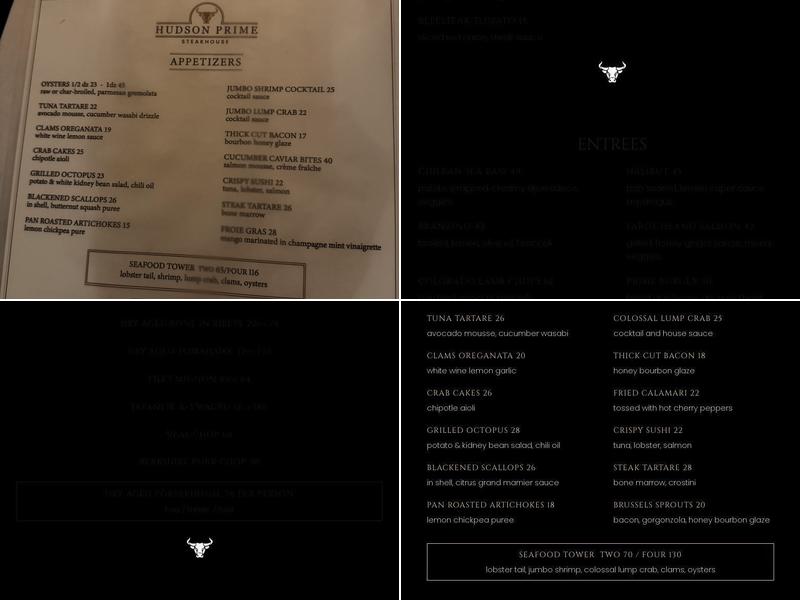 Hudson Prime Steakhouse Menu