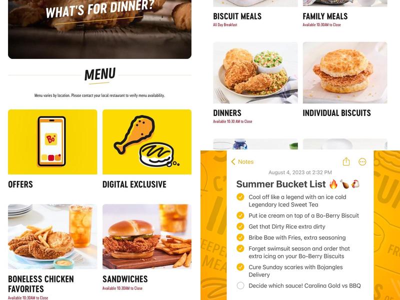 Bojangles Menu