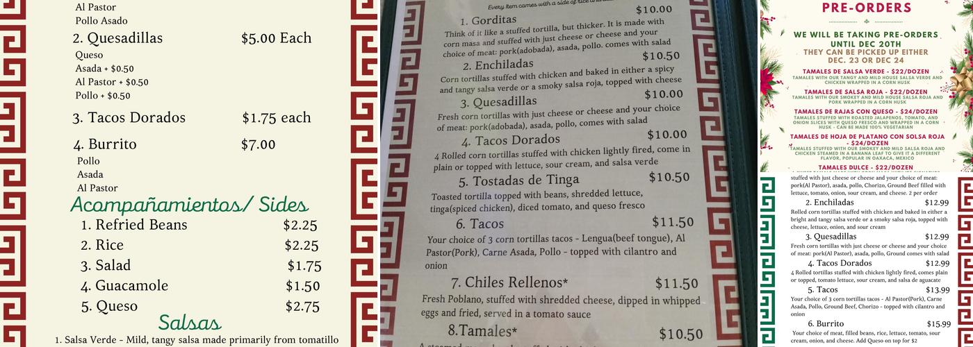 Azteca Pan - Sabor De Mexico Menu