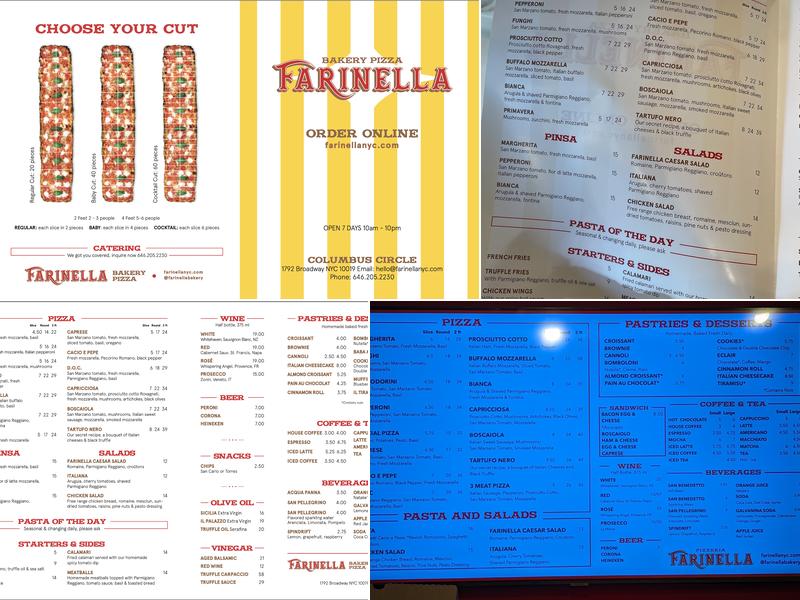 Farinella Pizza Bakery Columbus Circle Menu