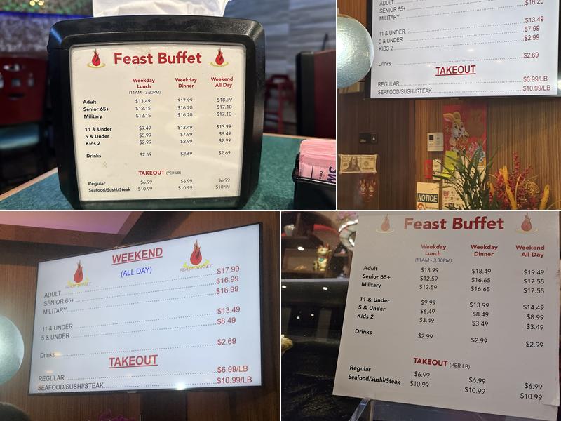 Feast Buffet Menu