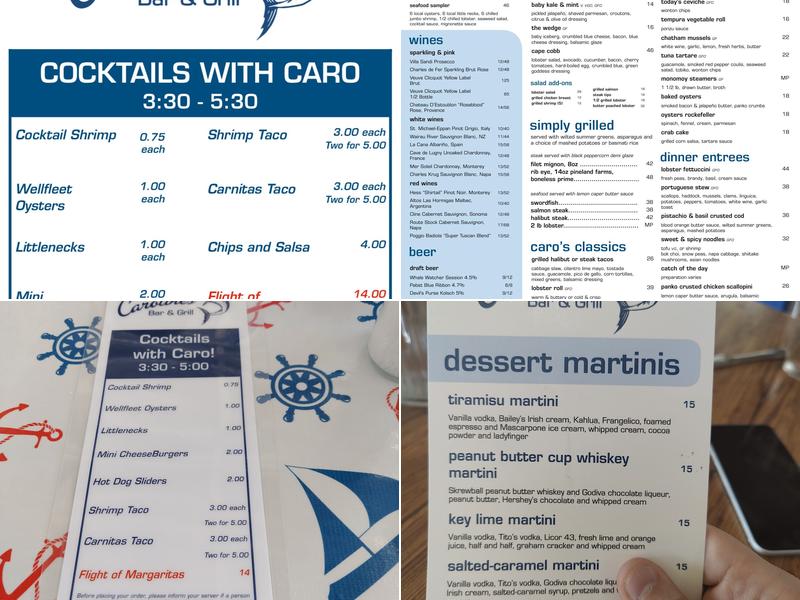 Caroline's Bar and Grill Menu