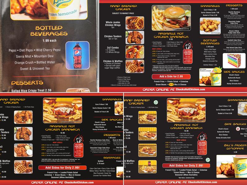 Chuck's Hot Chicken® Menu