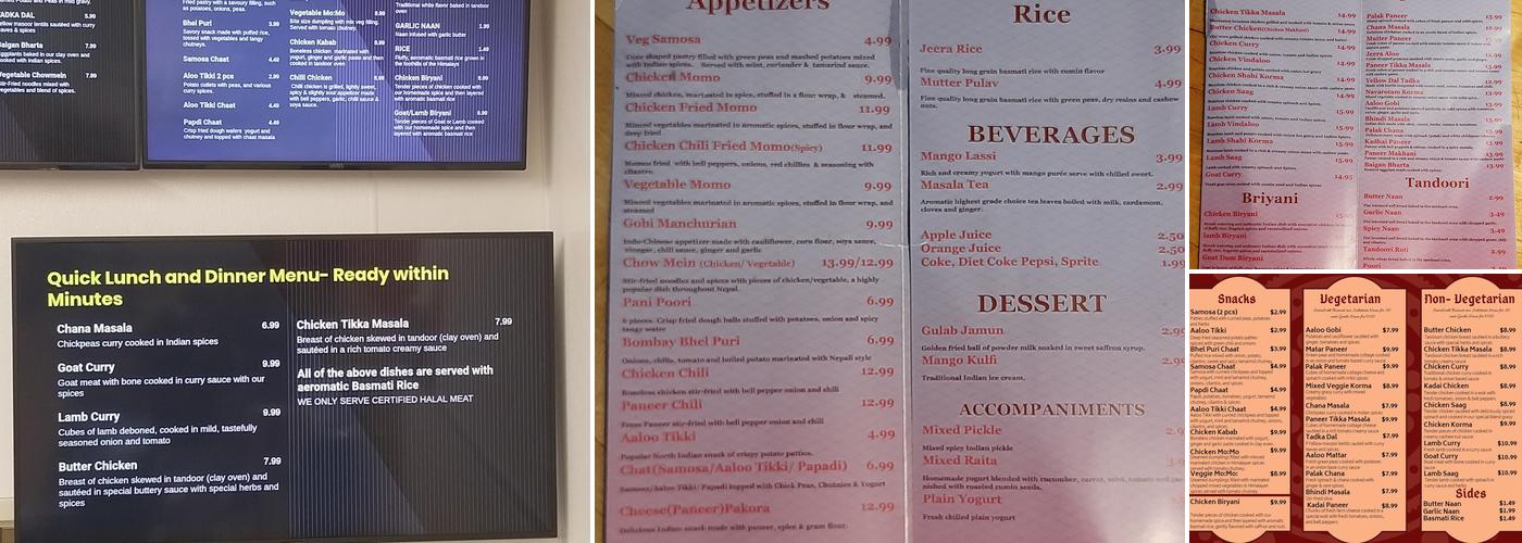 Indian Cafe Menu