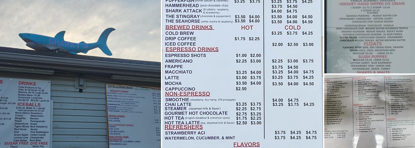 Sharky’s Menu