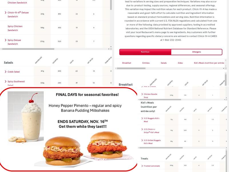 Chick-fil-A Menu