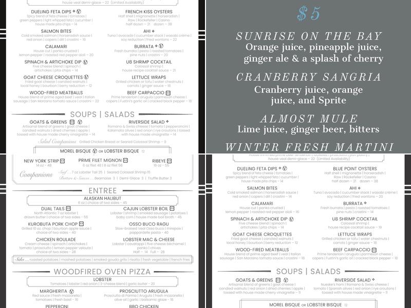 The Tasting Room Restaurant Menu