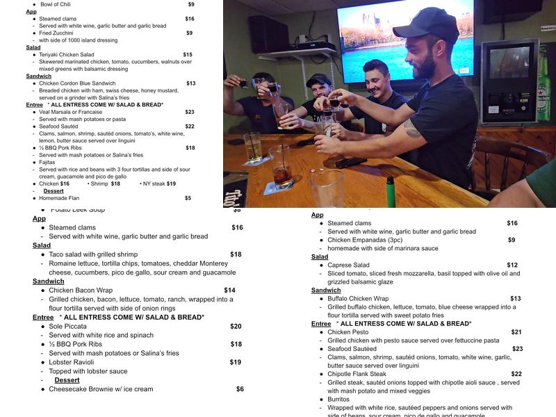 Salinas Restaurant and Pizza Menu