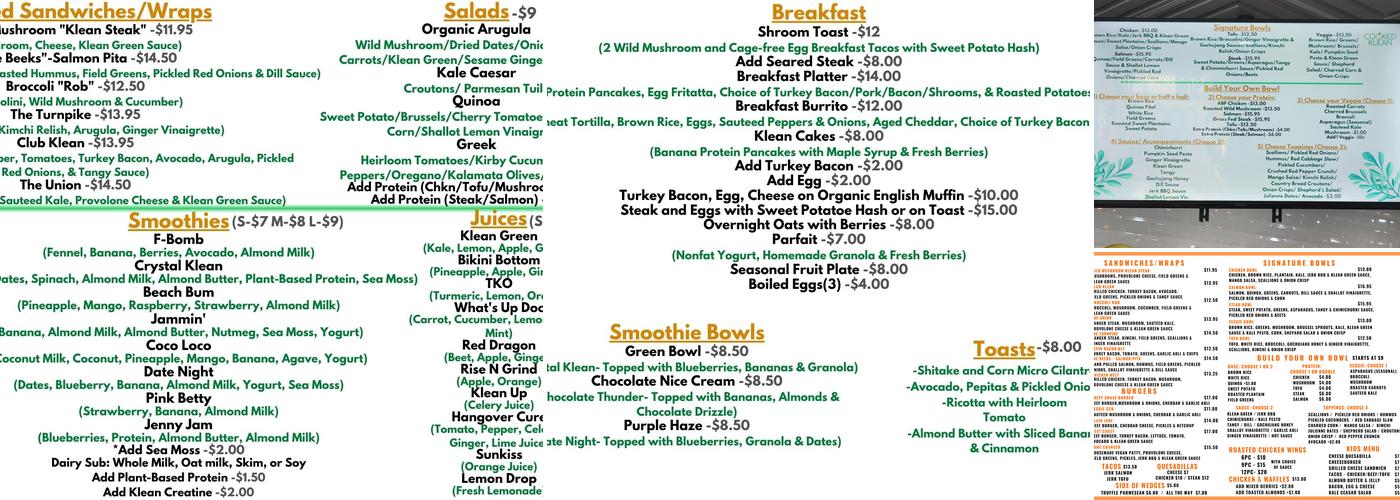Cooked Klean Menu